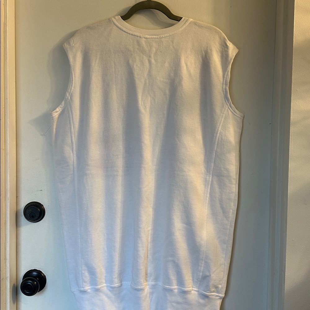 Sister Mary white tunic sweater dress sleeveless Embroidered pockets beach XS - Picture 6 of 6